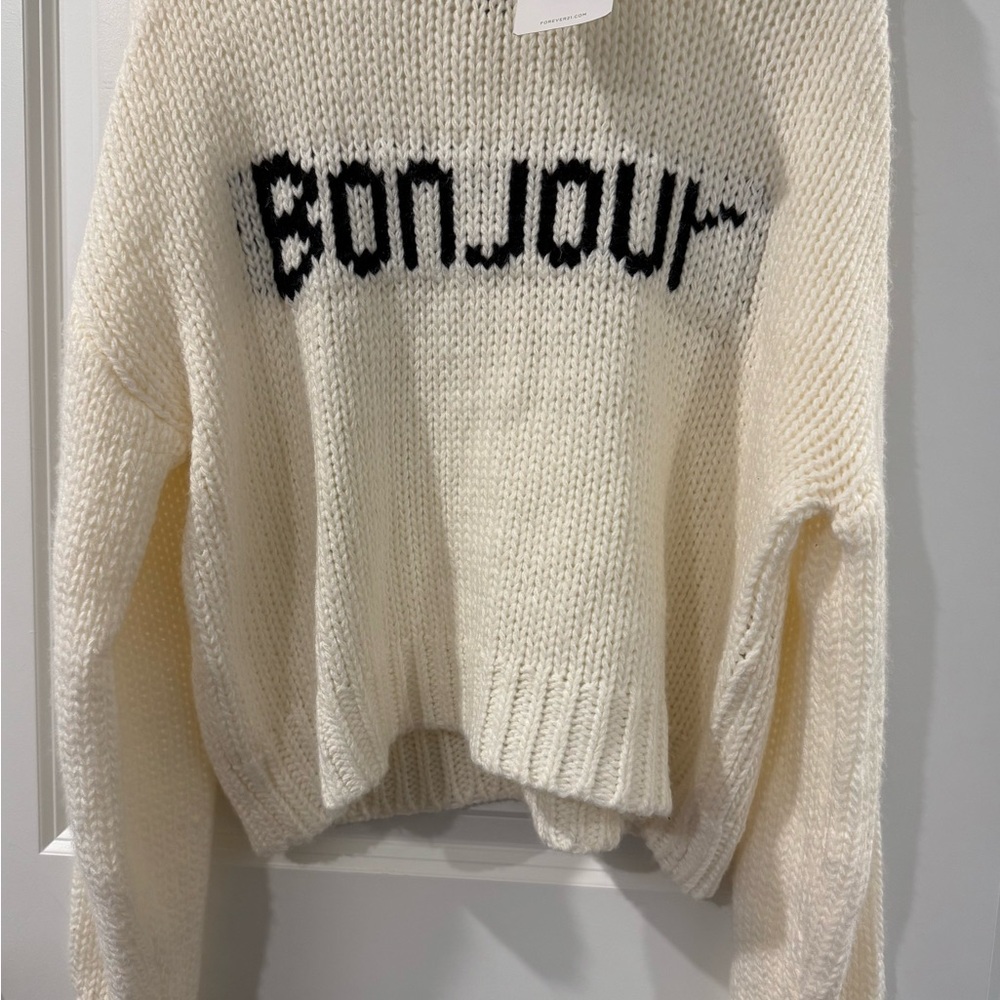‘Bonjour’ Black & White Sweater - Picture 2 of 3